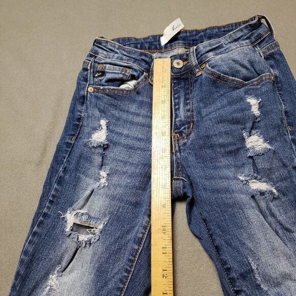 KANCAN Dark Wash Distressed Destroyed Skinny Jeans - Picture 16 of 16